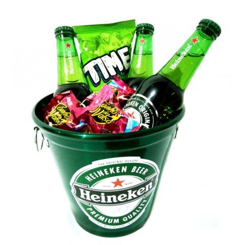 BALDE COM 3 CERVEJAS HEINEKEN + APERITIVO E BOMBONS